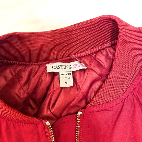 Womens Red Bomber Jacket - Picture 2 of 3